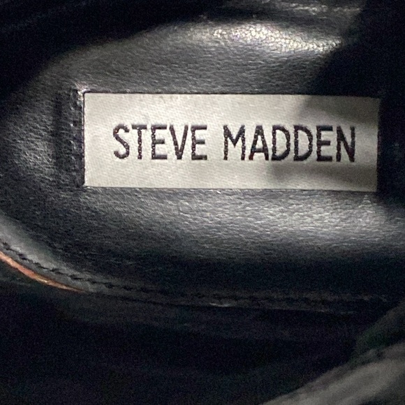 Steve Madden Black Leather Wayne Grunge Goth Gorpcore Lug Sole Moto Boots Size 8 - Picture 14 of 15